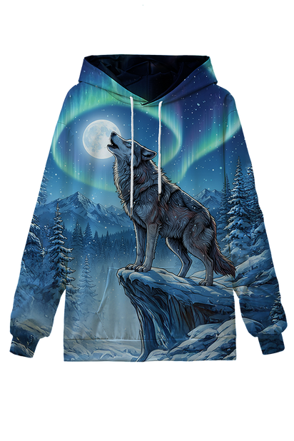 Wolf howling at the moon hoodie
