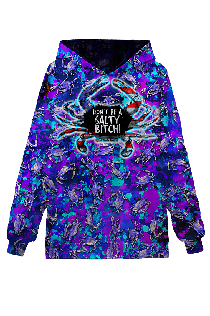 Don't Be A Salty Bitch, USA American Flag Maryland Blue Crab Hoodie
