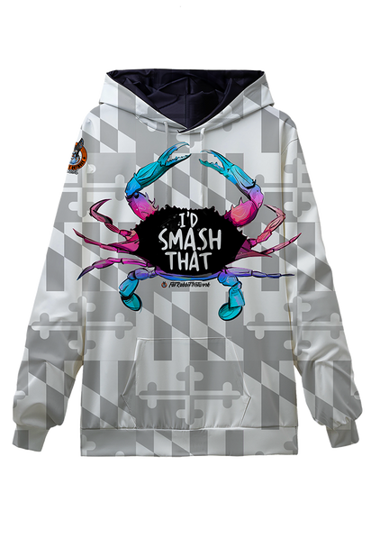 I'D SMASH THAT, Maryland Flag Hoodie Silver, Pink & Blue
