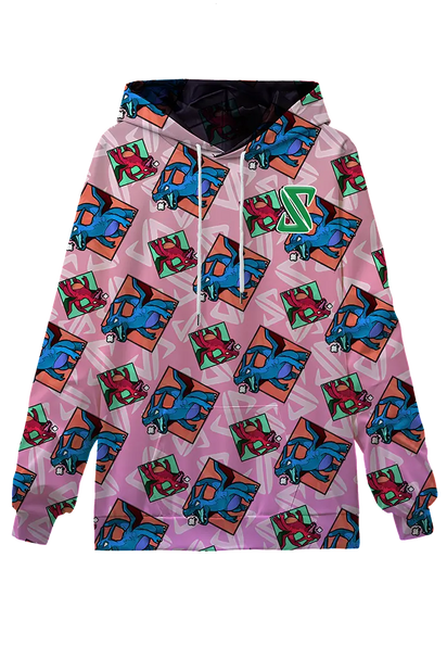 Jason Paige Dragon Pattern Hoodie Pink