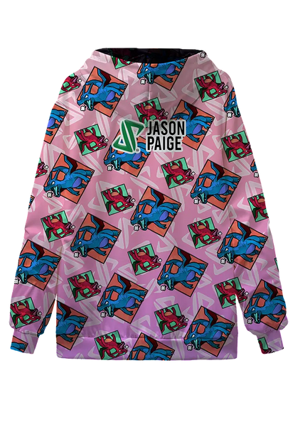 Jason Paige Dragon Pattern Hoodie Pink