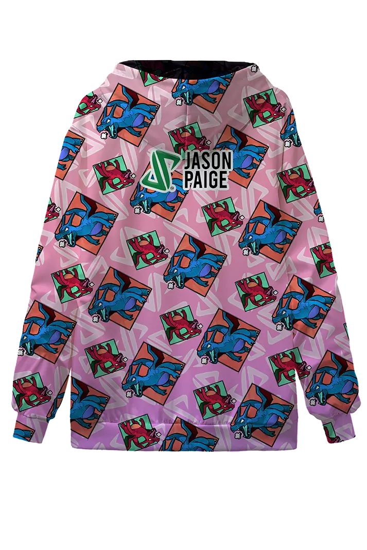 Jason Paige Dragon Pattern Hoodie Pink