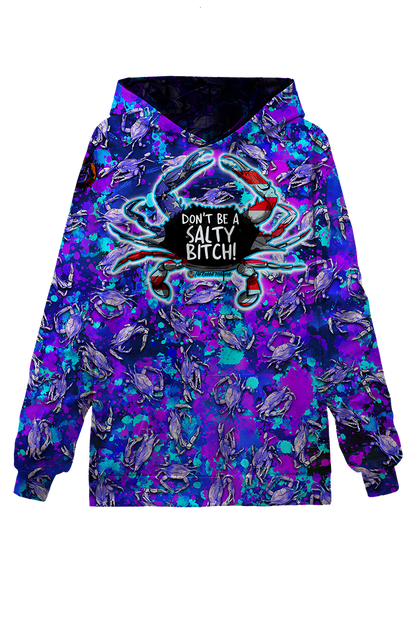 Don't Be A Salty Bitch, USA American Flag Maryland Blue Crab Hoodie