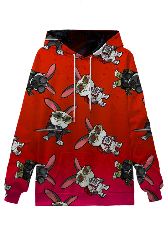 Spaz The Rabbit, Ninja, Astronaut, Gas Mask Bunny Pattern Hoodie