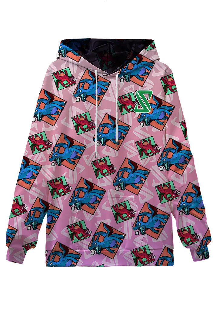 Jason Paige Dragon Pattern Hoodie Pink