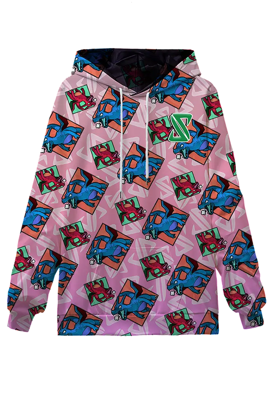 Jason Paige Dragon Pattern Hoodie Pink