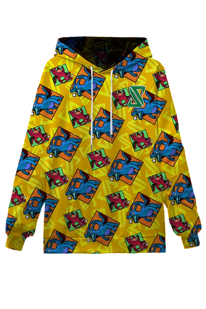 Jason Paige Dragon Pattern Hoodie Yellow