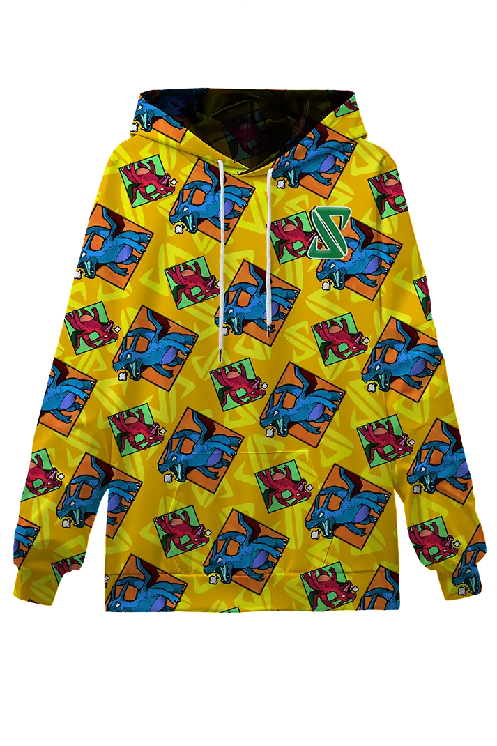 Jason Paige Dragon Pattern Hoodie Yellow