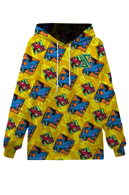 Jason Paige Dragon Pattern Hoodie Yellow