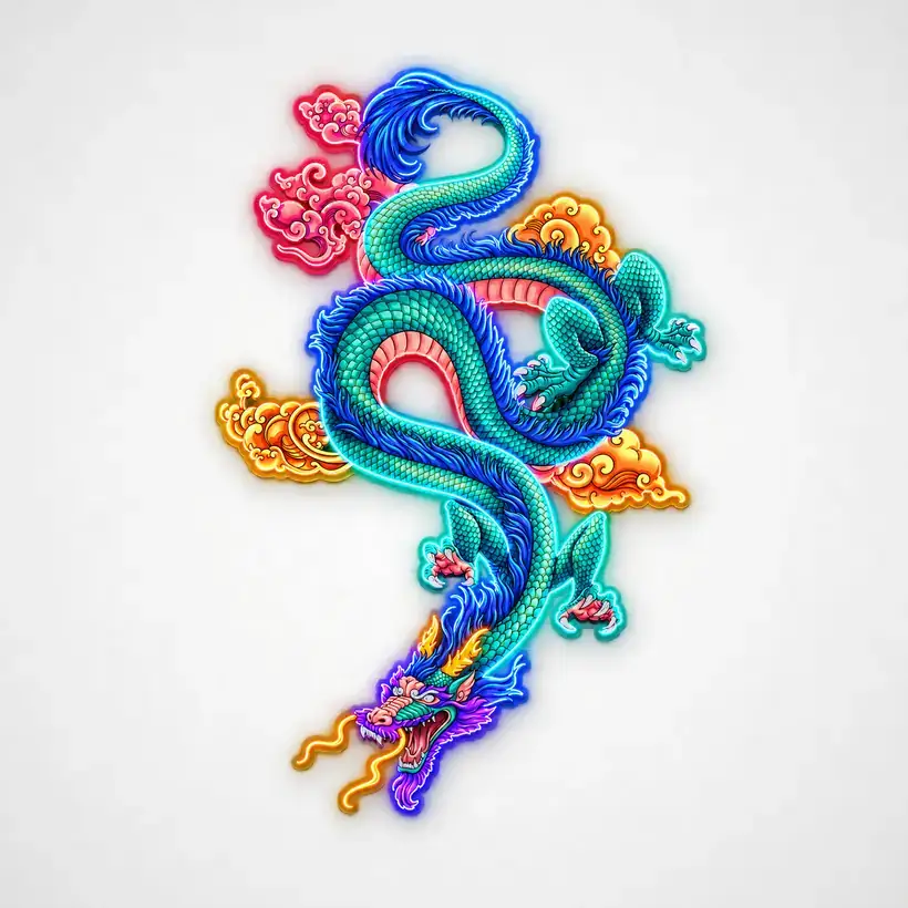 Chinese Dragon LED wall art, unlit