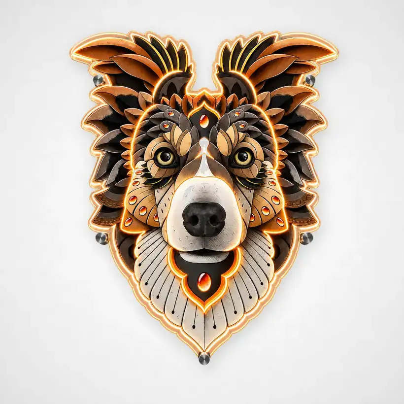 Collie LED wall art, unlit