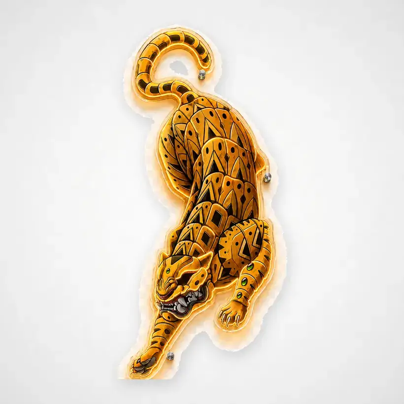 Gold Jaguar LED wall art, unlit