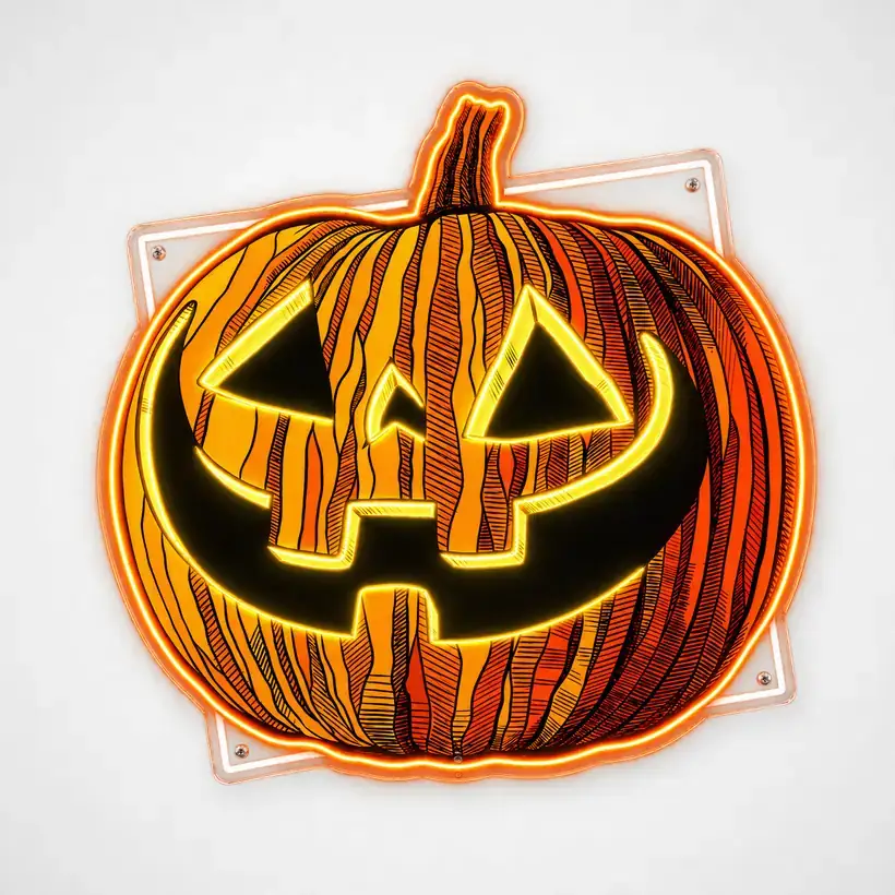 Jack-O-Lantern LED wall art, unlit