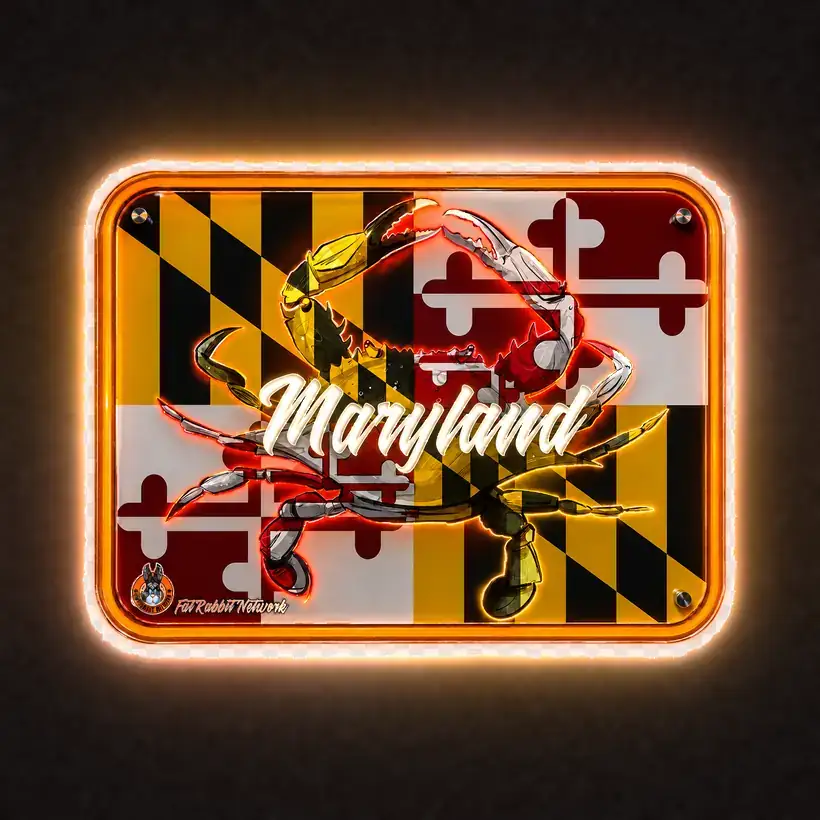 Maryland Plate LED wall art, lit