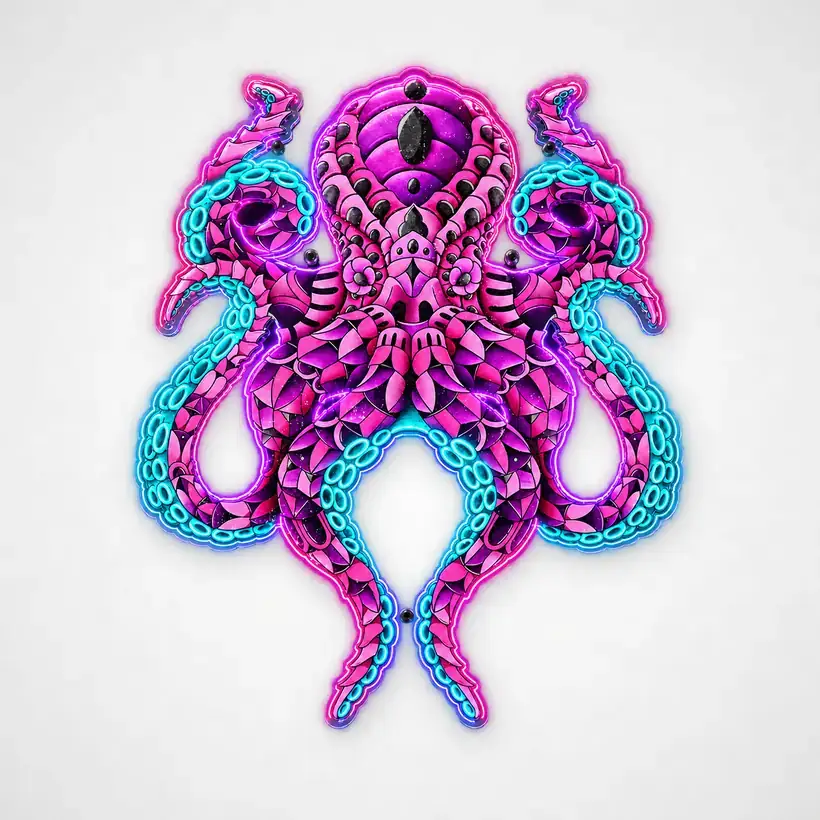 Octopus LED wall art, unlit
