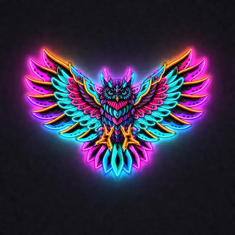 Owl LED wall art, lit