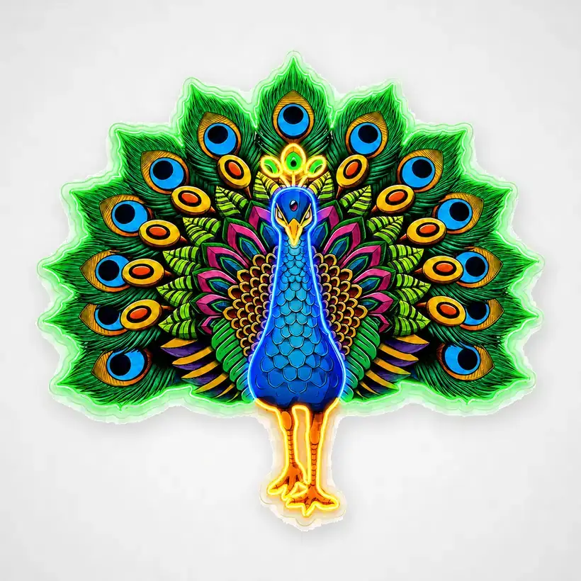 Peacock LED wall art, unlit