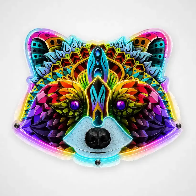 Raccoon LED wall art, unlit