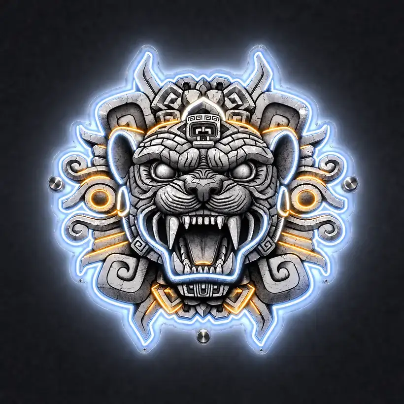Stone Jaguar LED wall art, lit