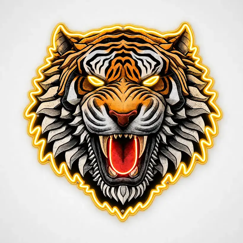 Tiger LED wall art, unlit