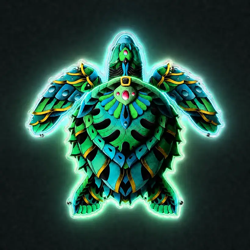 Turtle LED wall art, lit