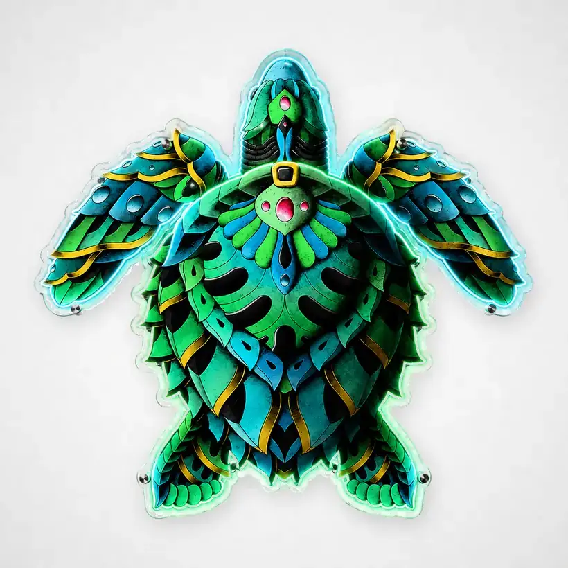 Turtle LED wall art, unlit