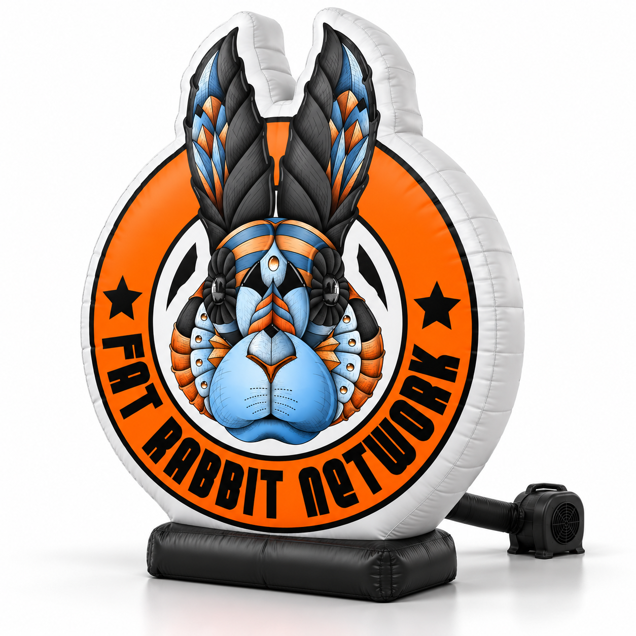 Fat Rabbit Network inflatable logo sign with blower